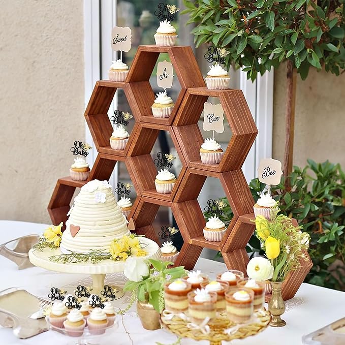 24Pcs Bee Oh Baby Cupcake Toppers Glitter Oh Babee Cupcake Picks Bumble Bee Theme Baby Shower Kids First Birthday Party Cake Decorations Supplies Black