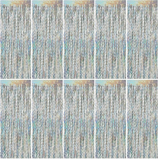 Tinsel Foil Fringe Curtains Wavy Backdrop for Parties Sparkle Metallic Wavy Foil Fringe Backdrop Curtain for Party Decorations Photo Booth Props for Birthday Graduation Wedding