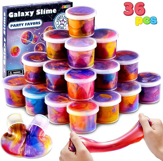 JOYIN Slime Party Favors, 36 Pack Galaxy Slime Cup - Stretchy, Non-Sticky, Mess-Free, Stress Relief, and Safe - Toys for Girls and Boys - Classroom Reward, Party Supplies