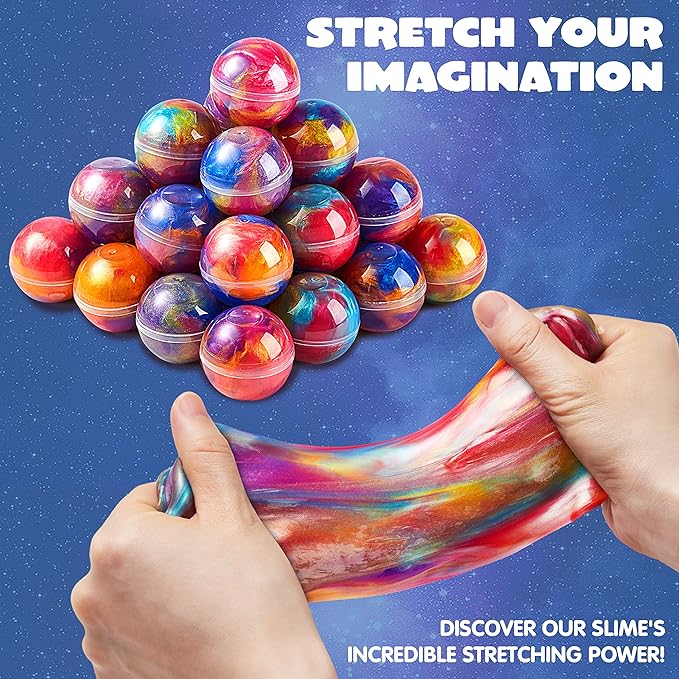 JOYIN Slime Party Favors, 36 Pack Galaxy Slime Ball - Stretchy, Non-Sticky, Mess-Free, Stress Relief, and Safe - Toys for Girls and Boys - Classroom Reward, Party Supplies