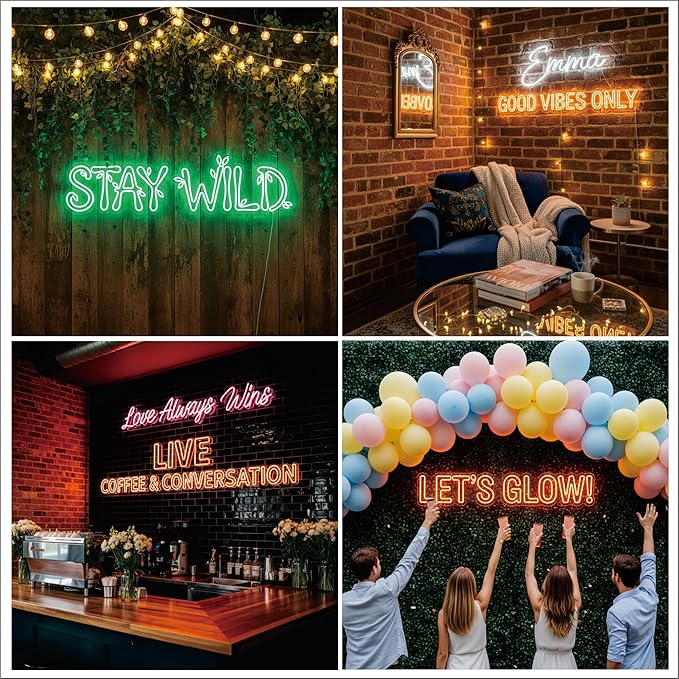 Custom Neon Sign – Personalized LED Name Sign for Wall Decor, Birthday Gifts, Wedding & Party Backdrops, Dimmable Acrylic Neon Light for Bedroom, Bar, Kids’ Room & Business