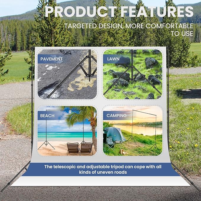 Jiang&Rong 8.5 x 10ft (H x W) Portable Photo Backdrop Stand Kit, Adjustable Banner Stand with Carrying Bag for Wedding, Birthday, Party, Photography