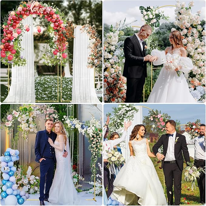 Metal Arch Backdrop Stand, 7.2FT+6FT Wedding Arch Frame, Gold Wedding Arch Backdrop Stand Set of 2, Balloon Arch Backdrop for Wedding Birthday Party Baby Shower Graduation Ceremony Decor