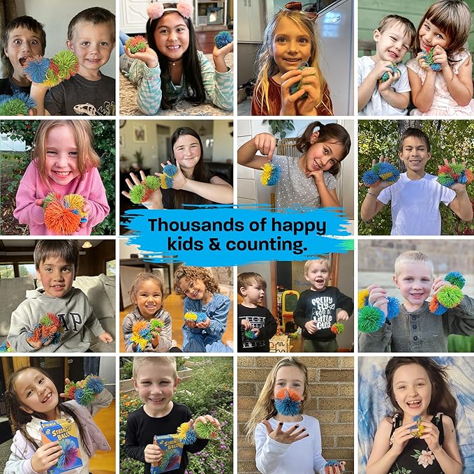 Stringy Balls & Sensory Toys for Kids 20 Pack - Stocking Stuffers For Kids Ages 4 5 6 7 8 + Year Old Gift Ideas - Best Birthday Toddler Gifts for Boys & Girls - Monkey Pom Balls Fidget Toys Party Pack