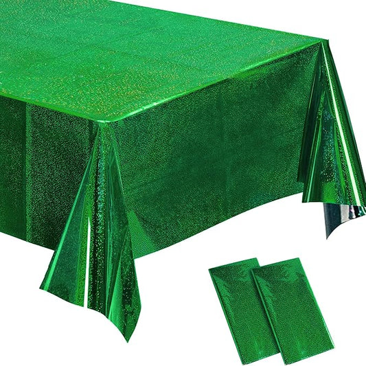 BRAVESHINE Green Table Cloth Disposable Table Covers - Plastic Rectangle Tablecloth for Christmas/New Years/St Patricks Day/Hawaiian/Luau/Dinosaur/Jungle-Theme Party Decorations - 2 Set 108x54In