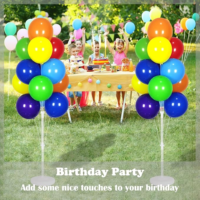 Balloon Column Kit Set of 2 With Assorted Rainbow Balloons Included - Balloon Tower with Stand, Base, and Pole,Backdrop Decoration for Wedding, Baby Shower, Birthday Party, or Bachelorette Parties
