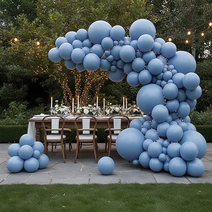 Balloon Garland Arch Kit – 146 Pcs Dusty Blue Balloons for Baby Shower, Birthday, Gender Reveal, Wedding Party – DIY Kit by Vellax™