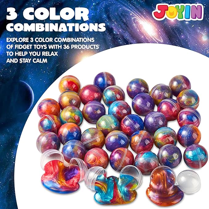 JOYIN Slime Party Favors, 36 Pack Galaxy Slime Ball - Stretchy, Non-Sticky, Mess-Free, Stress Relief, and Safe - Toys for Girls and Boys - Classroom Reward, Party Supplies
