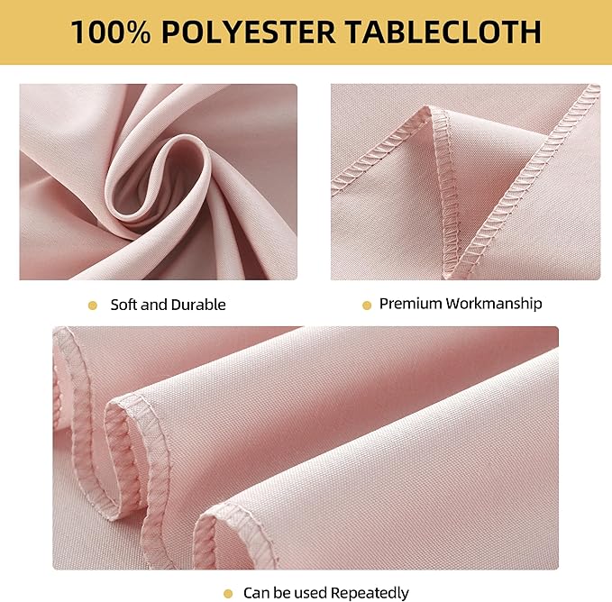 6-Pack 60x102 inch Dusty Pink Table Cloths, Solid Stain and Wrinkle Resistant Oblong Tablecloth, Premium Plain Weave Polyester Fabric Rectangle Table Linen Covers for Hotel, Wedding