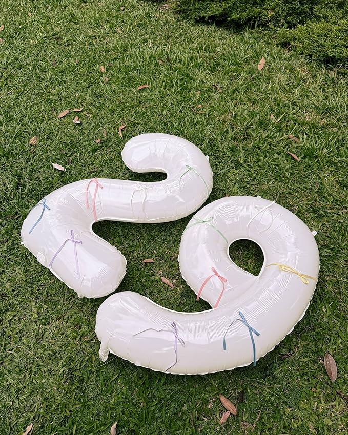 0 Balloon - White Birthday Number Balloons, 40 Inch Large Foil Balloons for Men Women Boys Girls White Themed Birthday Decorations