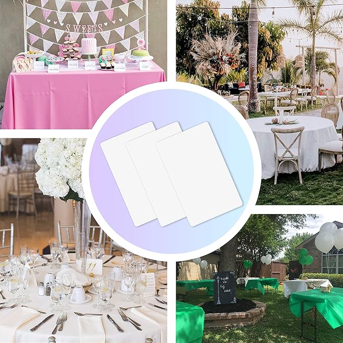 Childom 3 Pack Plastic Tablecloths for Rectangle Tables 54" x 108" White Disposable Table Cloths for 6 to 8 Foot Tables Indoor or Outdoor Parties Birthday Wedding Christmas Anniversary Buffet Table