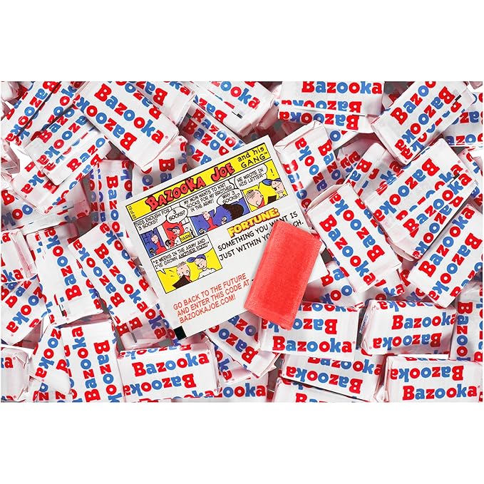 Bazooka Bubble Gum Bulk, Halloween Candy Bulk, 225 Count Tub of Chewing Gum Individually Wrapped, Old Fashioned 90's Candy for Baseball, Party Favors, Goodie Bags, Trick or Treating