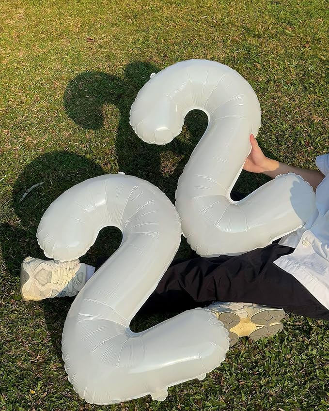 0 Balloon - White Birthday Number Balloons, 40 Inch Large Foil Balloons for Men Women Boys Girls White Themed Birthday Decorations