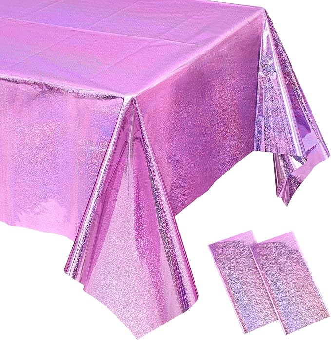 BRAVESHINE Disposable Table Cloth Rectangle Table Cover - Pink Plastic Tablecloth for Girl Princess Mermaid Theme Birthdays Bachelorette Anniversary Parties - 2 Pack, 54 x 108 in
