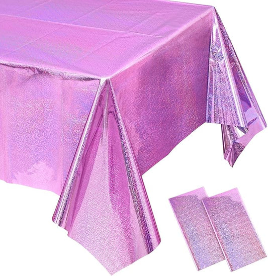 BRAVESHINE Disposable Table Cloth Rectangle Table Cover - Pink Plastic Tablecloth for Girl Princess Mermaid Theme Birthdays Bachelorette Anniversary Parties - 2 Pack, 54 x 108 in