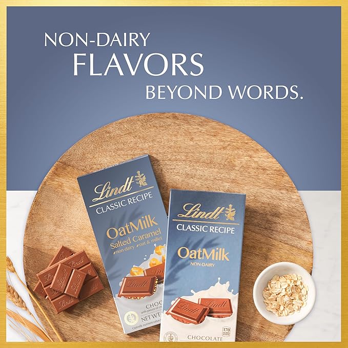 Lindt CLASSIC RECIPE Non-Dairy OatMilk Salted Caramel Chocolate Candy Bar, 10 Pack, 3.5 oz.