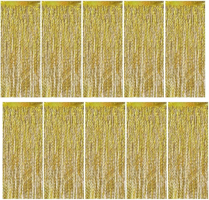 Gold Backdrop Birthday Decorations Foil Curtain Backdrop Gold Streamers Dance Party Decorations Photo Booth Props for Bachelorette Decorations Christmas Halloween New Years Eve Party Supplies