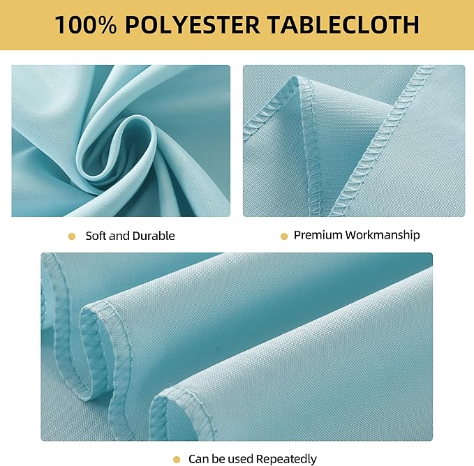 6-Pack 60x60 inch Dusty Blue Table Cloths, Solid Stain and Wrinkle Resistant Tablecloth, Premium Plain Weave Polyester Fabric Rectangle Table Linen Covers for Hotel, Banquet