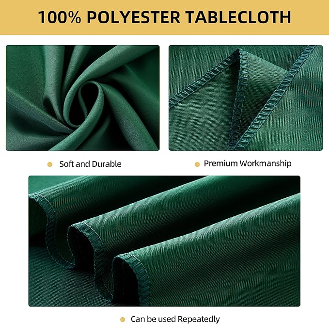 6-Pack 60x144 inch Blackish Green Table Cloths, Solid Stain and Wrinkle Resistant Oblong Tablecloth, Premium Plain Weave Polyester Fabric Rectangle Table Linen Covers for Hotel, Banquet