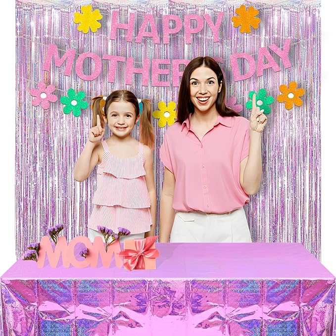 BRAVESHINE Disposable Table Cloth Rectangle Table Cover - Pink Plastic Tablecloth for Girl Princess Mermaid Theme Birthdays Bachelorette Anniversary Parties - 2 Pack, 54 x 108 in