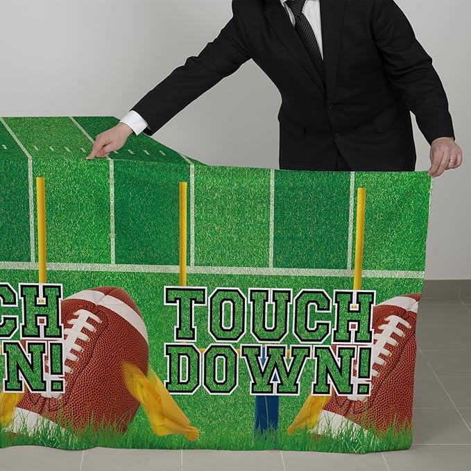 Gatherfun 2-Pack Football Decorations – Touchdown Tablecloth Set, 54x108 Disposable Plastic Covers for Game Party, Birthday Party & Football-Themed Favors