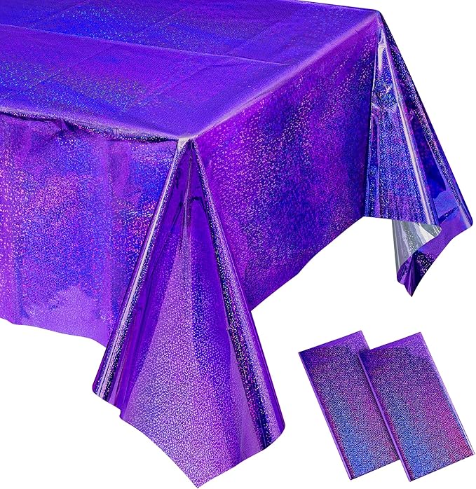 BRAVESHINE Purple Tablecloth Rectangle Table Cloth 2 Set - Plastic Disposable Party Table Covers for Birthdays/Valentines/Bridal Shower/Bachelorette/Anniversary/Engagement Party - 108" x 54"