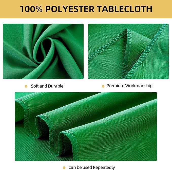 6-Pack Round 108-inch Forest Green Table Cloths, Solid Stain and Wrinkle Resistant Circular Tablecloth, Premium Plain Weave Polyester Fabric Table Linen Covers for Hotel, Banquet