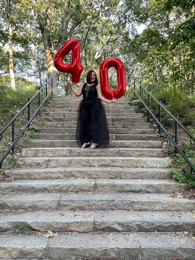 0 Balloons Numbers Birthday Decorations for Women Men, Number Balloons 40 In, Red Birthday Party Decorations Big Balloons for 10 20 30 Wedding, Celebration Party, Graduations